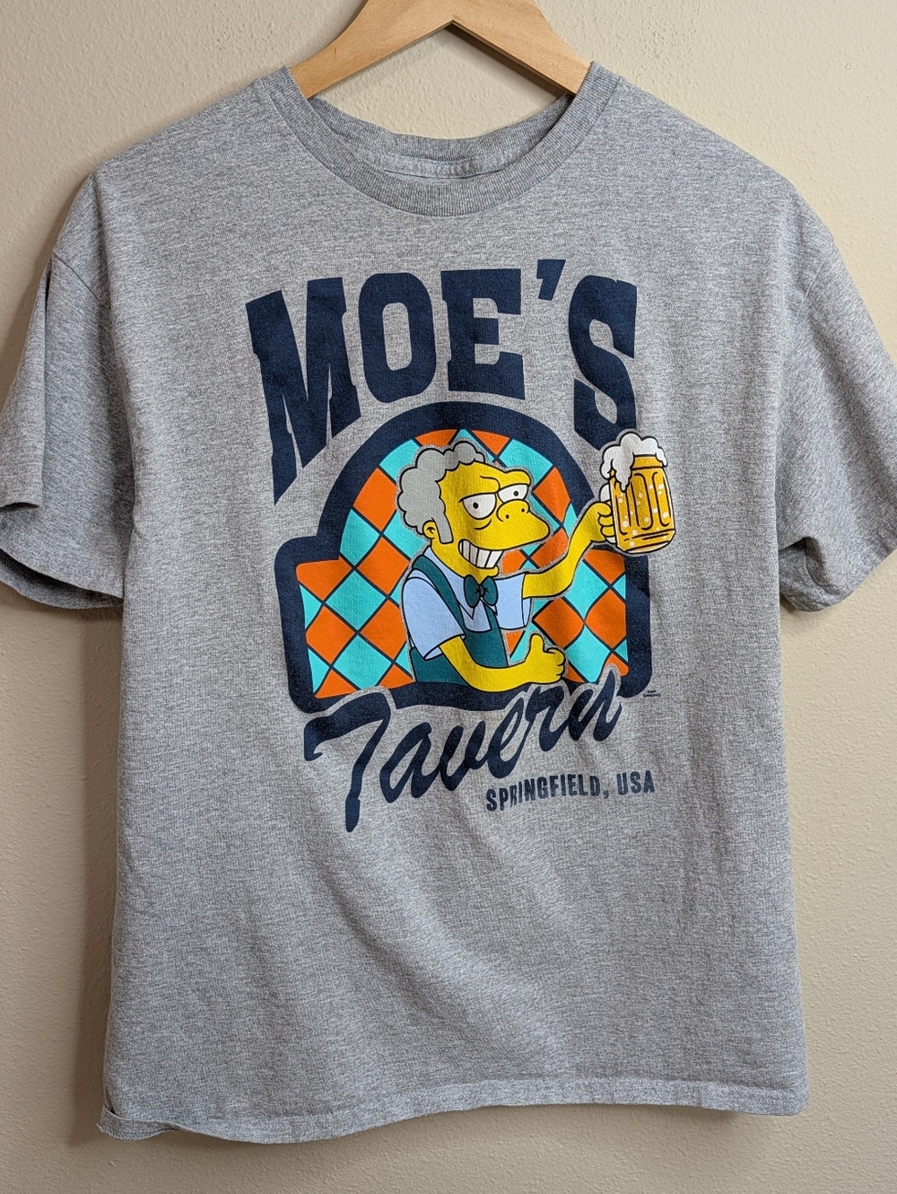 The Simpsons Moes Tavern Springfield USA Graphic Tee Heather Gray Size Large